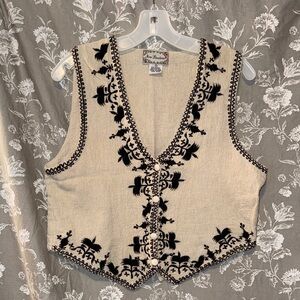 Vintage 100% Cotton Embroidered Vest